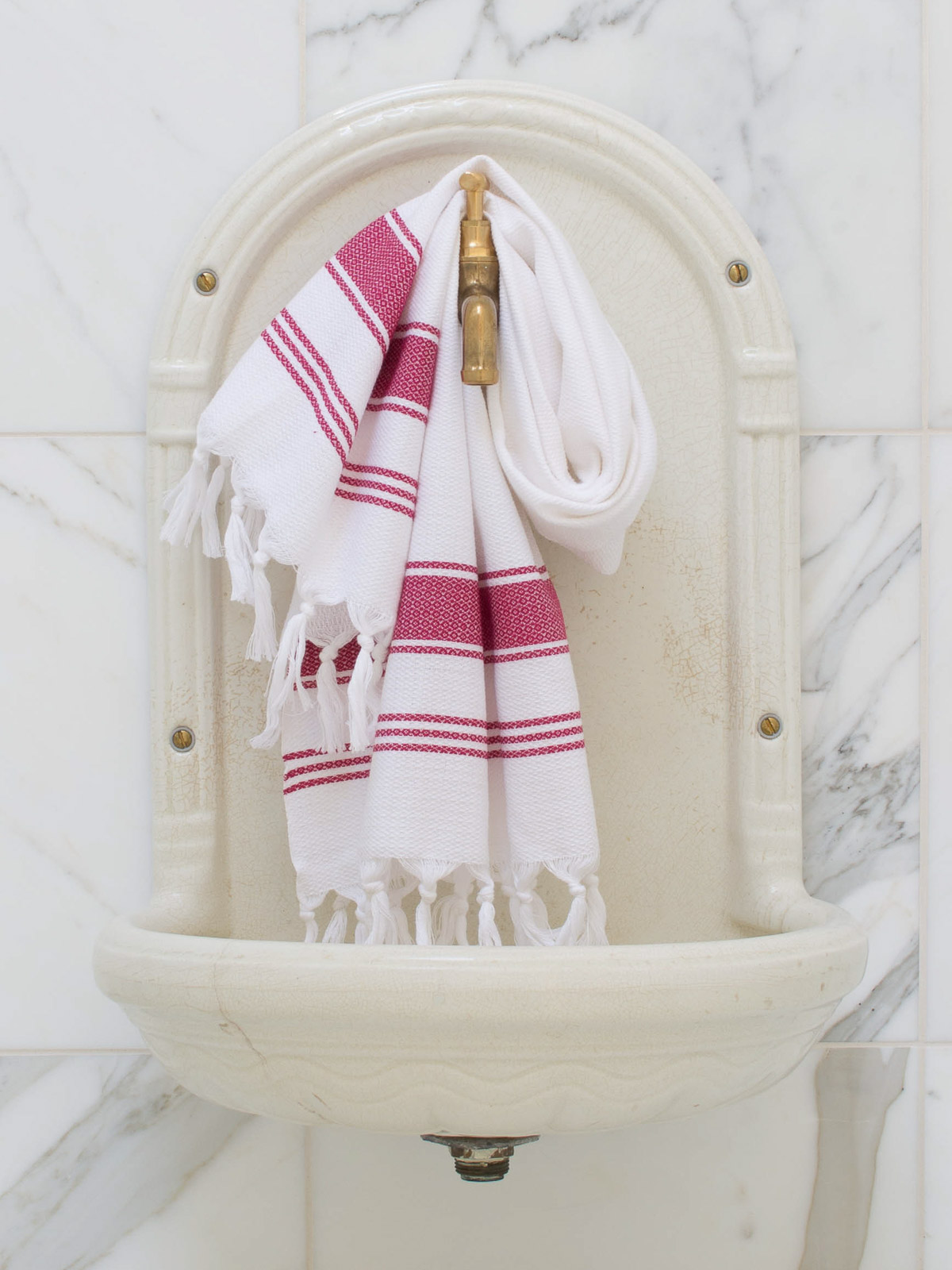 hammam towel white/cerise